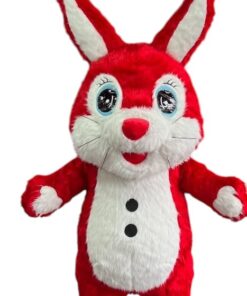 Red and White Plush Rabbit Mascot Costume, Large Stuffed Animal