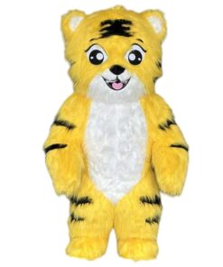 Inflatable Tiger Mascot Costume, Yellow, Furry